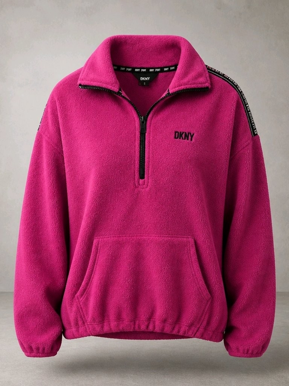 DKNY Men’s Half-Zip Fleece Pullover - Bright Magenta